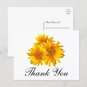 Sunflower Thank You Country Floral Wedding Postcard