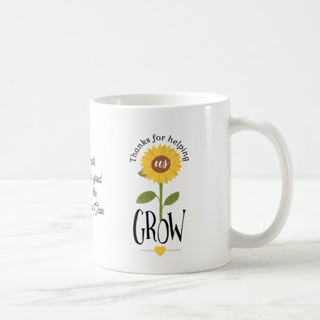 Sunflower thank you for helping us grow teacher coffee mug (Right)