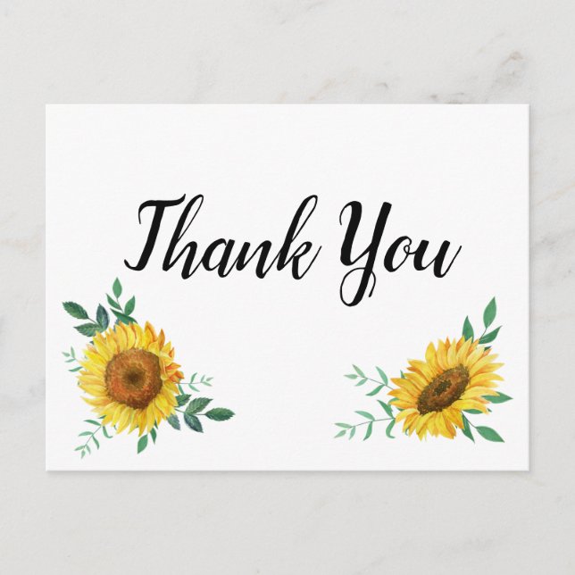 Sunflower Thank You Notes Postcard (Front)