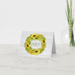 Sunflower Thank You or Blank Note Card