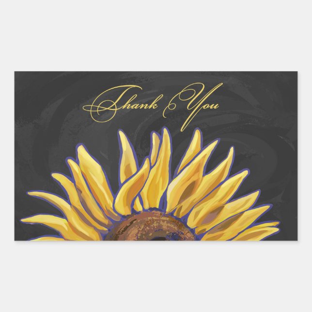 Sunflower Thank You Rectangular Sticker (Front)