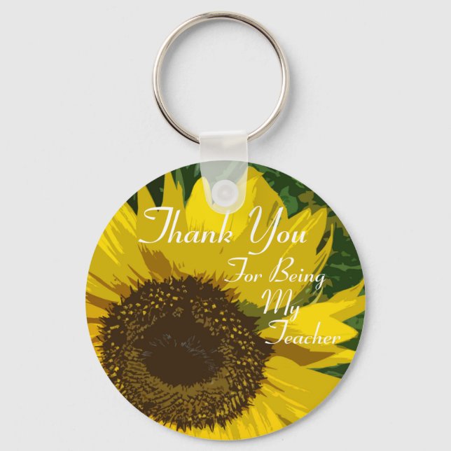 Sunflower Thank You Teacher Key Ring (Front)