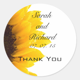 Sunflower Thank You Wedding Favour Stickers