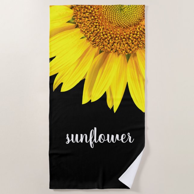 Sunflower Theme Bright Cheerful Beach Towels (Front)