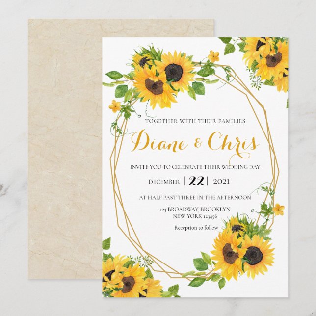 Sunflower Theme Invitation (Front/Back)