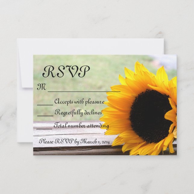 Sunflower theme RSVP card (Front)