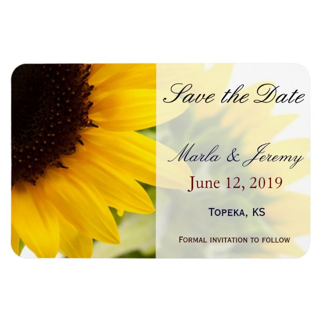 Sunflower theme save the date magnet (Horizontal)