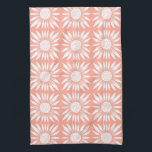 Sunflower Tile Pattern Pink White Tea Towel<br><div class="desc">Decorate your kitchen with this cool art towel. Makes a great housewarming,  birthday or wedding gift! 
You can customise it and add text too.
Check my shop for lots more colours and patterns!</div>