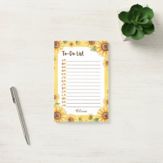 Sunflower To-Do List Personalised Sticky Notes
