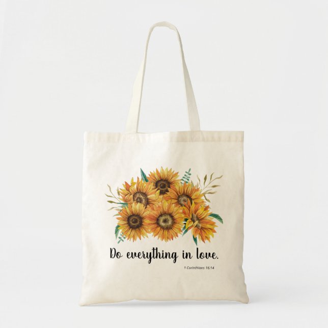 SUNFLOWER TOTE BAG WITH BIBLE VERSE (Front)