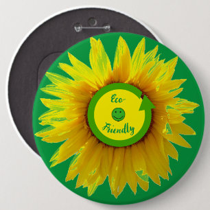 Sunflower Trendy Green Eco-Friendly  6 Cm Round Badge