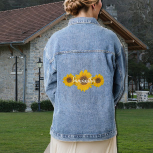 sunflower trio - add name denim jacket