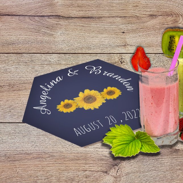 sunflower trio for weddings can cooler paper coaster (Creator Uploaded)