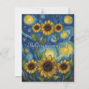 Sunflower trio in a tarry night name day card