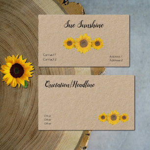 Sunflower trio in rustic Kraft paper Business Card