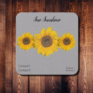 Sunflower trio  in  rustic Kraft paper  Square Business Card