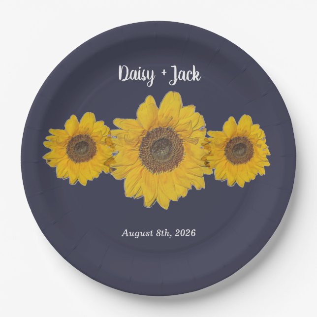sunflower trio no3 for weddings paper plate (Front)