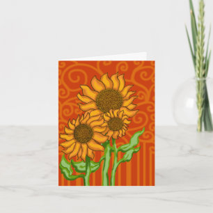 Sunflower Trio/Note Card with Envelope