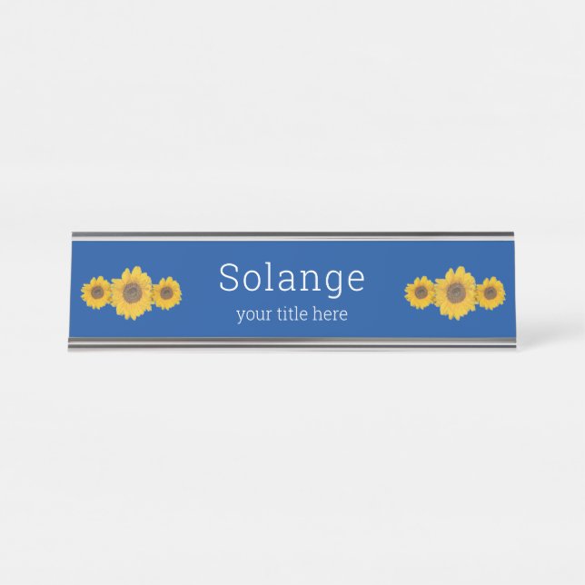 Sunflower trio -personalised   desk name plate (Front)
