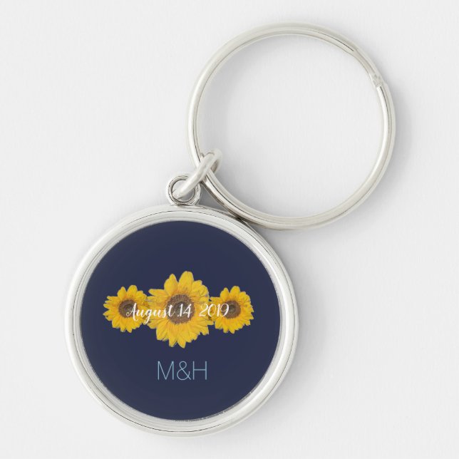 sunflower trio personalised - rustic wedding key ring (Front)
