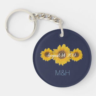 sunflower trio personalised - rustic wedding key ring