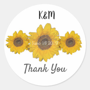 Sunflower trio - personalised wedding favour classic round sticker