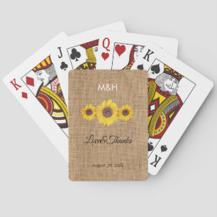 Sunflower trio- personalised wedding favour no3 playing cards