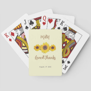 Sunflower trio- personalised wedding favour playing cards