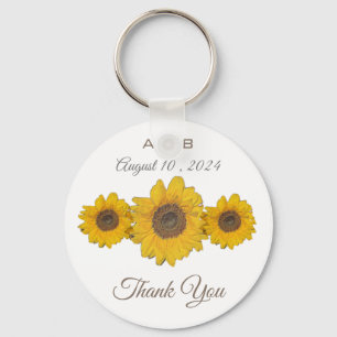 Sunflower trio - wedding favors key ring