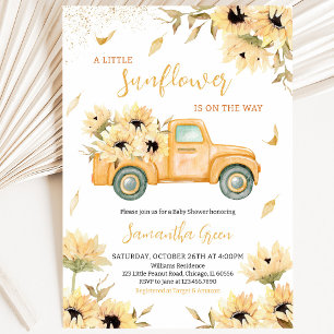 Sunflower Truck Baby Shower Invitation