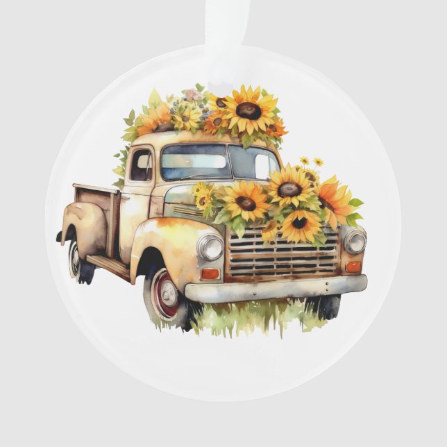 Sunflower Truck Ornament (Front)