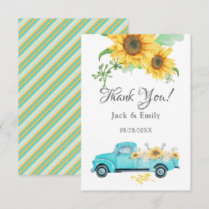Sunflower Turquoise Vintage Truck Thank You
