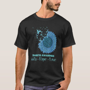 Sunflower Type 1 Diabetes Awareness Faith Hope Lov T-Shirt
