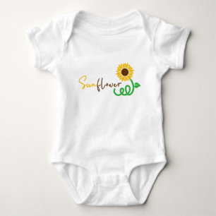Sunflower Typography Floral Art Baby Bodysuit
