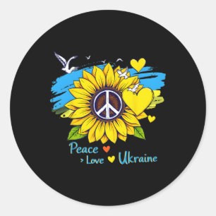 Sunflower Ukraine Flag Map Peace Love Ukraine Ukra Classic Round Sticker