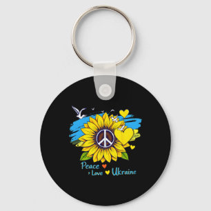 Sunflower Ukraine Flag Map Peace Love Ukraine Ukra Key Ring