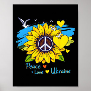 Sunflower Ukraine Flag Map Peace Love Ukraine Ukra Poster
