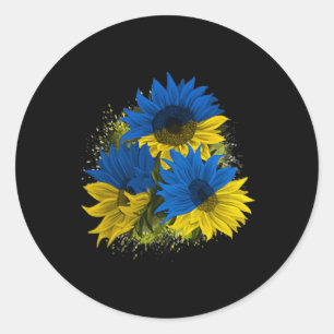 Sunflower Ukraine  I Stand With Ukraine Peace Flag Classic Round Sticker