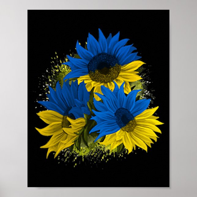 Sunflower Ukraine  I Stand With Ukraine Peace Flag Poster (Front)