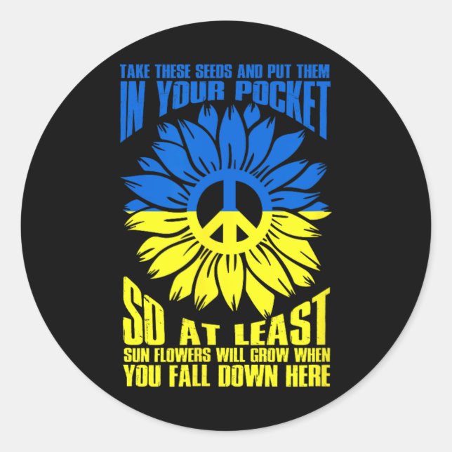 Sunflower Ukraine Peace  Classic Round Sticker (Front)