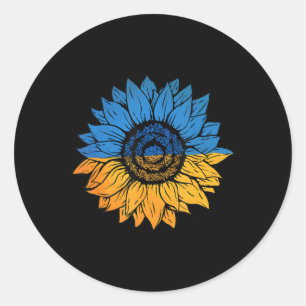 Sunflower Ukraine Ukrainian Flag Stand With Ukrain Classic Round Sticker
