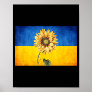Sunflower Ukraine Ukrainian Flag Vintage Stand Wit Poster