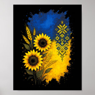 Sunflower Ukraine Wheat Art Heritage Colorful Poster