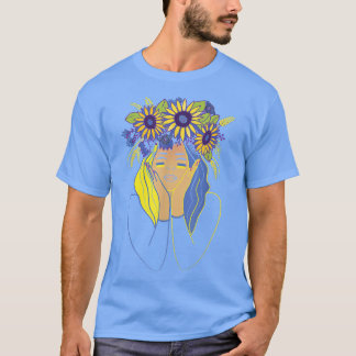 Sunflower Ukraine Woman Ukrainian Flag Girl Pro Uk T-Shirt