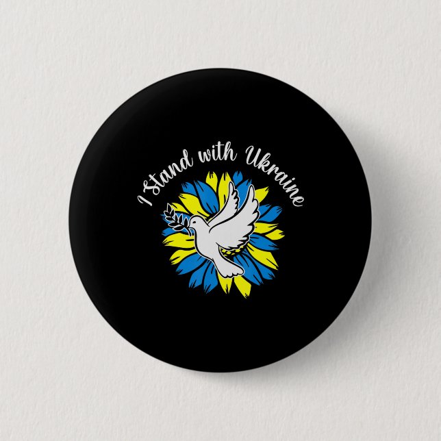 Sunflower Ukrainian Flag Dove Ukraine I Stand With 6 Cm Round Badge (Front)