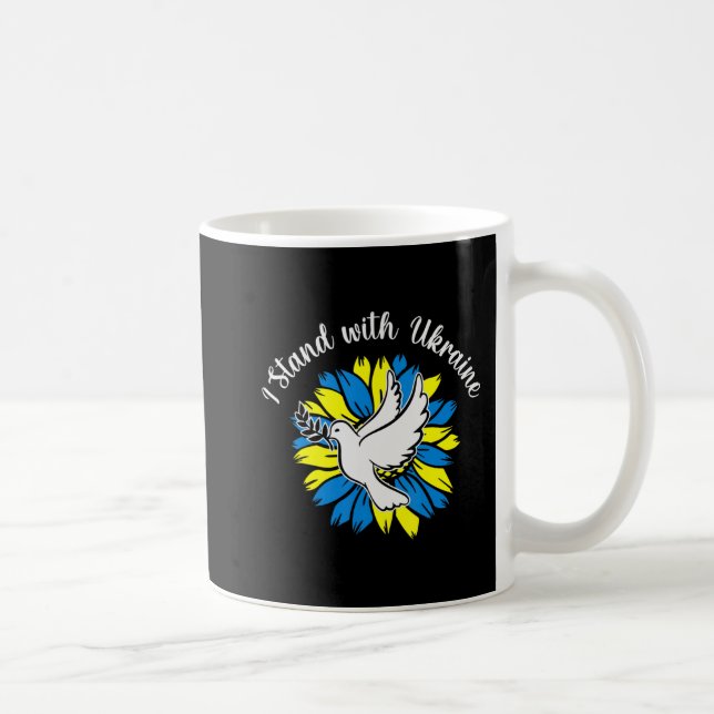 Sunflower Ukrainian Flag Dove Ukraine I Stand With Coffee Mug (Right)