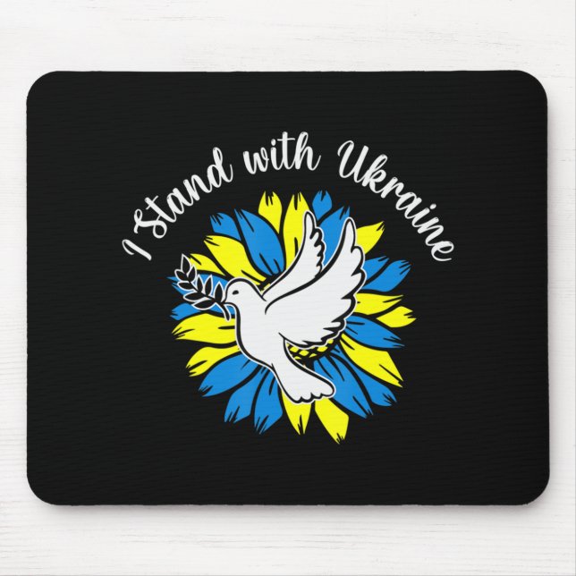 Sunflower Ukrainian Flag Dove Ukraine I Stand With Mouse Mat (Front)