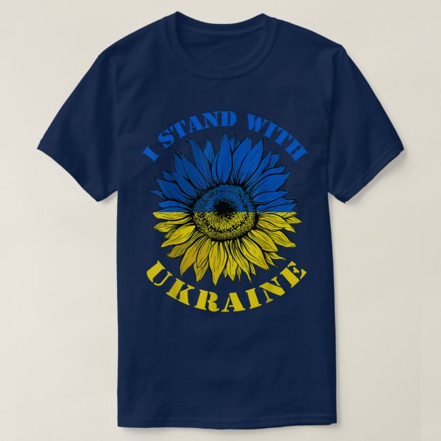 Sunflower Ukrainian Flag Stand I With Ukraine Peac T-Shirt (Design Front)