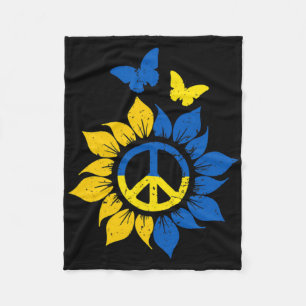 Sunflower Ukrainian Flag Vintage I Stand With Ukra Fleece Blanket