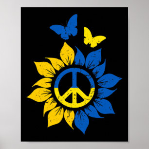 Sunflower Ukrainian Flag Vintage I Stand With Ukra Poster